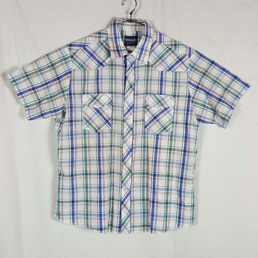 Vtg Wrangler Western Pearl Snap Shirt XL White